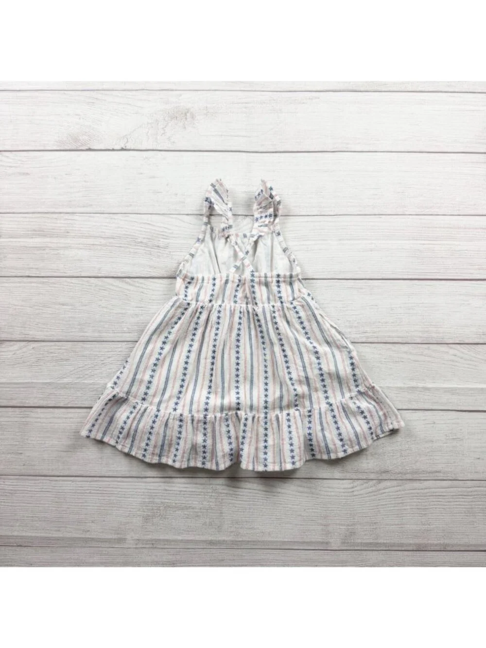 Cat & Jack Girls Striped Star Print Ruffle Hem Sundress White Multicolor 2T